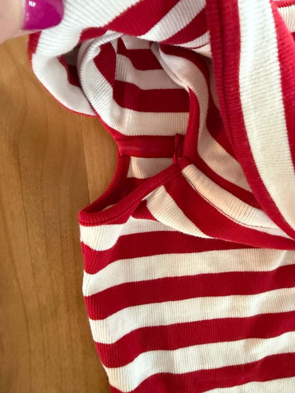 Banana Republic Red and White Striped Off-Shoulder Top - Picture 3 of 5